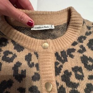 Abercrombie & Fitch Leopard Print Cardigan in Tan and Black